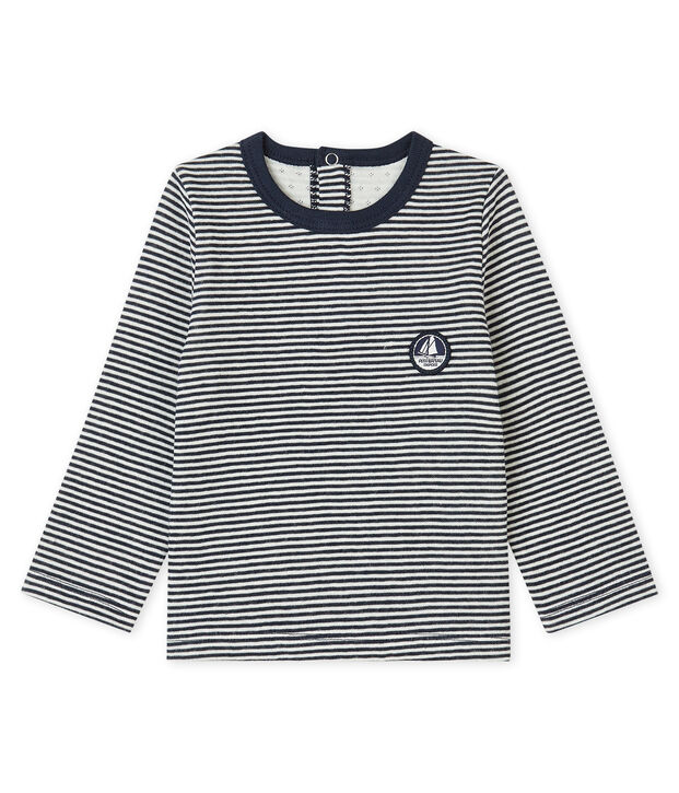 Tee shirt b&eacute;b&eacute; gar&ccedil;on en tubique bleu/blanc