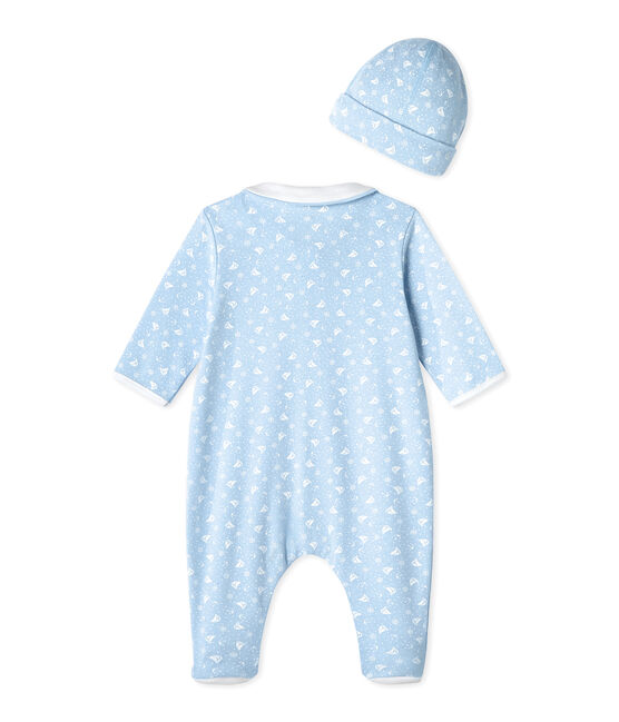 Slaappakje en geboortemutsje blauw TOUDOU/wit ECUME