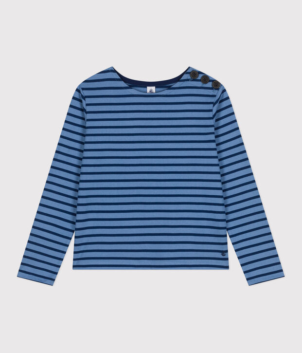 Katoenen marineshirt met knopen voor dames blauw/blauw