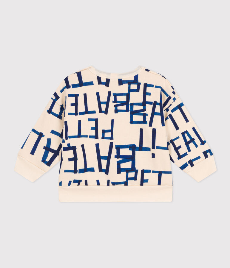 Sweatshirt in molton met print voor baby's. ecru/multicouleur