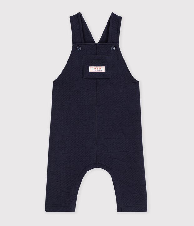 Salopette b&eacute;b&eacute; en coton &eacute;pais &agrave; motifs &eacute;toiles bleu marine