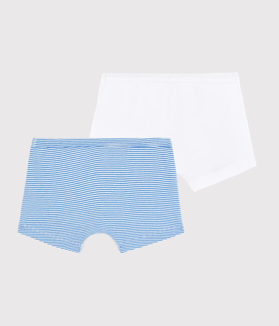 Set van 2 jongensboxershorts van ribstof met dunne, blauwe strepen variante 1