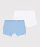 Set van 2 jongensboxershorts van ribstof met dunne, blauwe strepen variante 1