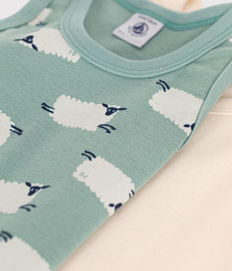 Setje met 2 katoenen hemdjes met schaapmotiefje voor kinderen variante 1