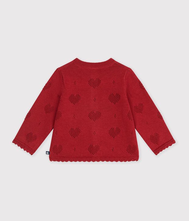 Katoenen babyvestje met hartjesmotief rood