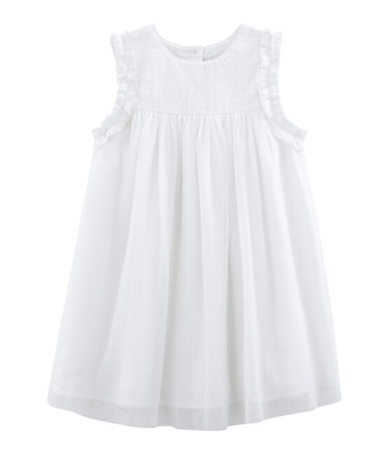 Robe de cérémonie enfant fille blanc ECUME/jaune OR