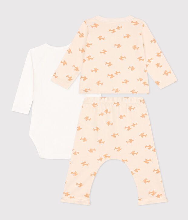 Set met print van molton voor baby's ecru/beige