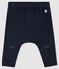 Katoenen legging voor baby's van biologisch katoen met kattenkopjesmotief blauw SMOKING