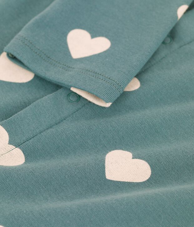 Cardigan met print voor meisjes in katoen groen/ecru