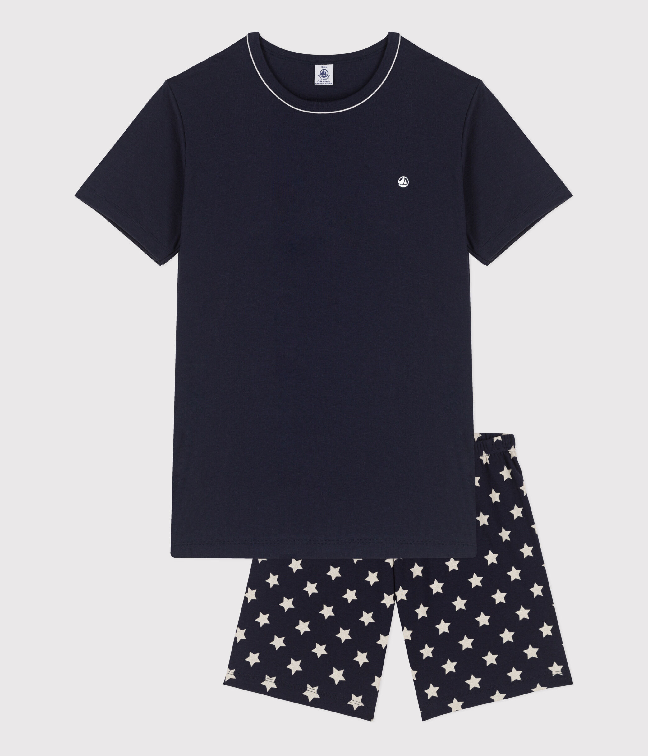 Pyjacourt toiles en coton gar on SMOKING MARSHMALLOW Petit Bateau