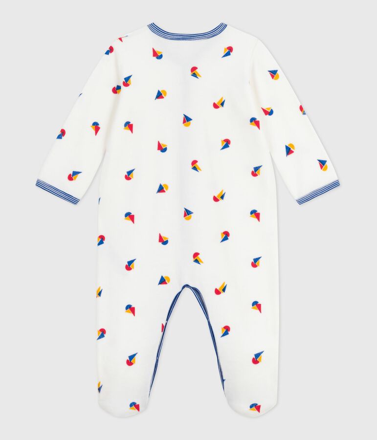 Fluwelen babypyjama met print wit/multicouleur
