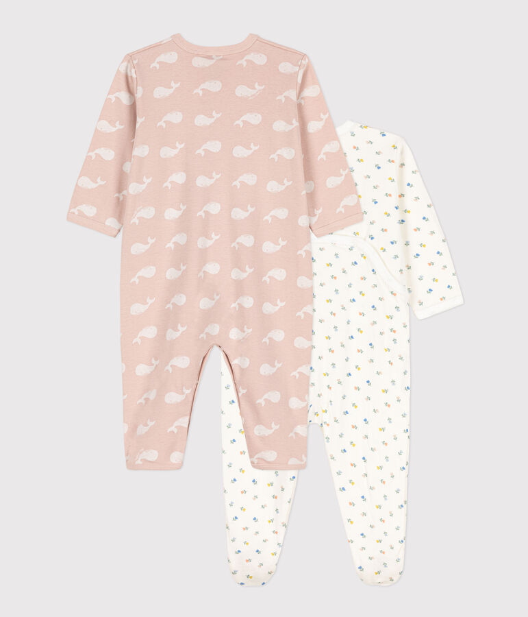Set van 2 pyjama's met bloemenprint en roze baleinen in katoen multicouleur