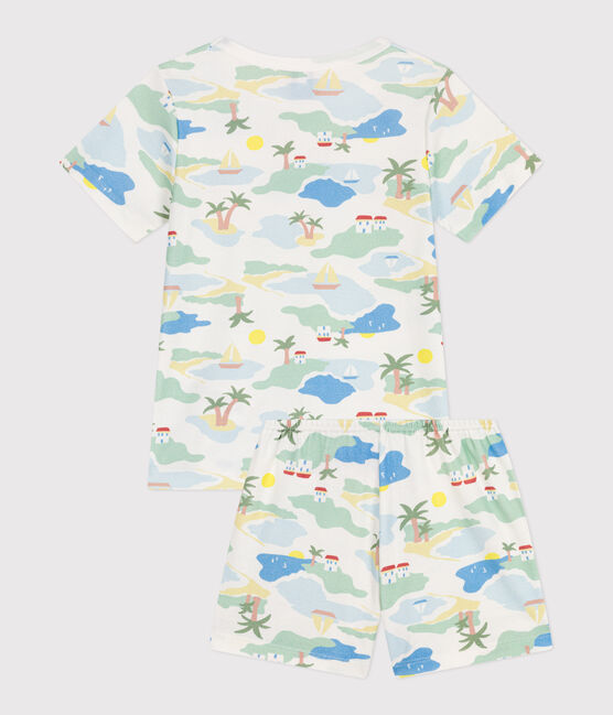 Pyjama short enfant en coton imprimé blanc MARSHMALLOW/blanc MULTICO