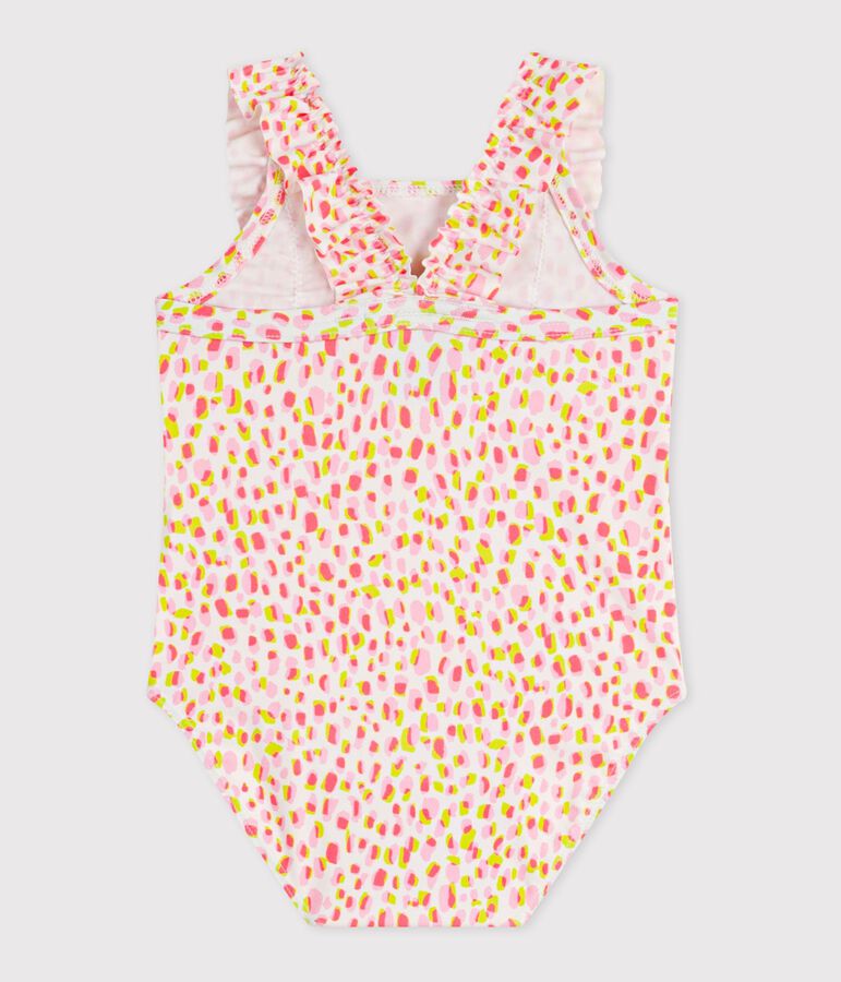 Maillot de bain b&eacute;b&eacute; une pi&egrave;ce &agrave; volants, imprim&eacute; blanc/multicouleur