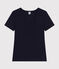 L'Iconique, T-shirt met korte mouw van effen ribstof voor dames blauw SMOKING