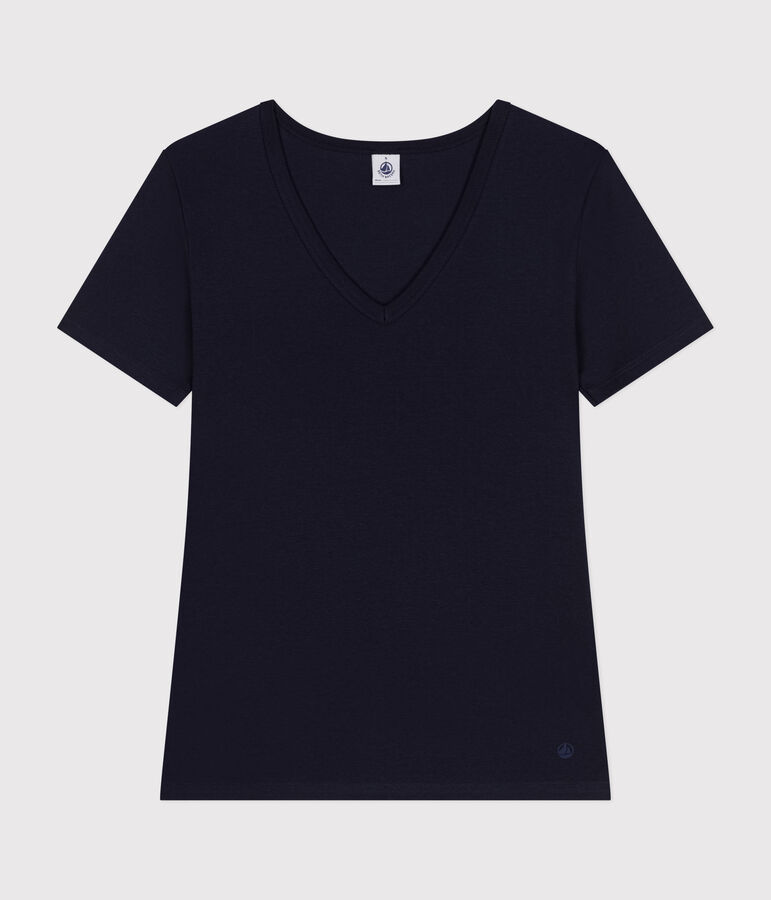 L'Iconique, T-shirt met korte mouw van effen ribstof voor dames blauw