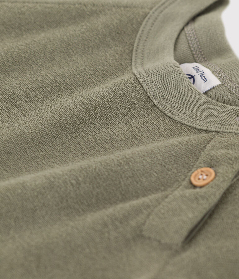 Combinaison courte b&eacute;b&eacute; en bouclette &eacute;ponge vert