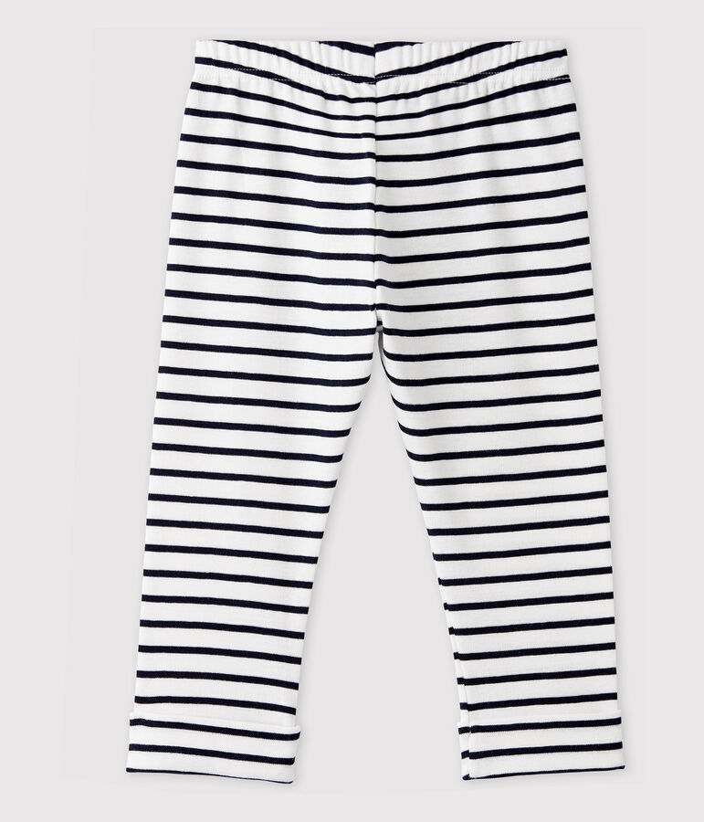 Katoenen broek voor babymeisjes / babyjongens wit/blauw