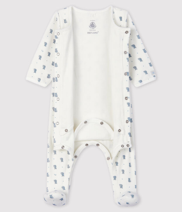 Fluwelen bodyjama met koala-print voor babyjongens wit/multicouleur
