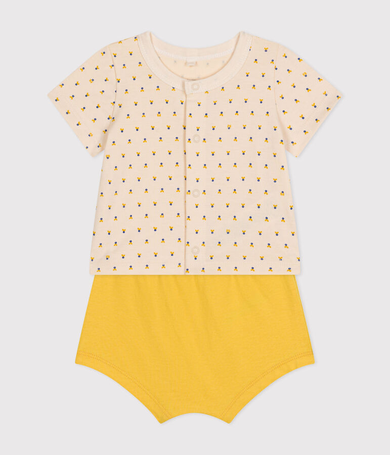Set van lichte jerseystof uit 2 delen voor baby's ecru/multicouleur