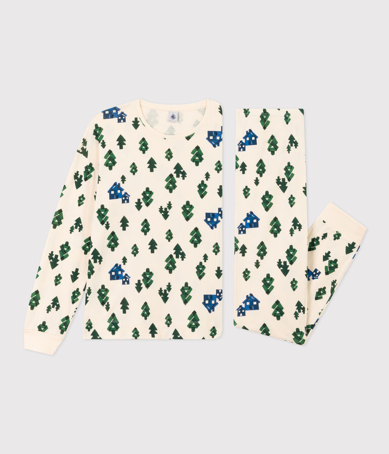 Damespyjama van katoen ecru/multicouleur