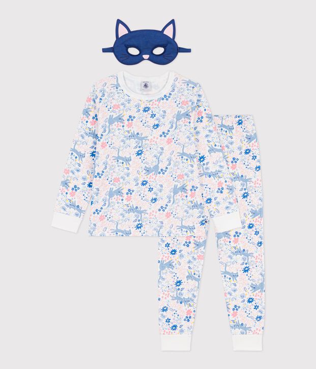 Katoenen verkleedpyjama met bloemenprint voor kinderen wit/multicouleur