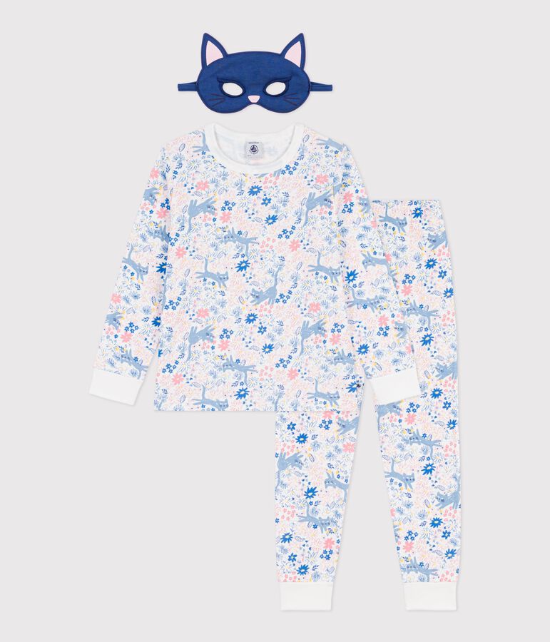 Katoenen verkleedpyjama met bloemenprint voor kinderen wit/multicouleur