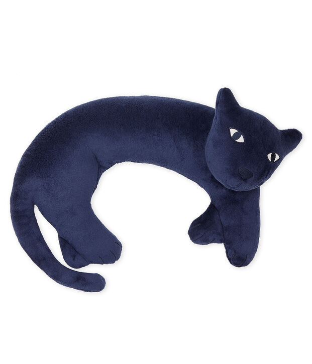 Coussin panth&egrave;re en velours bleu fonc&eacute;