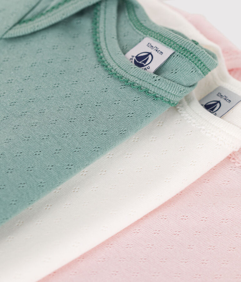 Lot de 3 bodies manches courtes en coton uni b&eacute;b&eacute; multicouleur