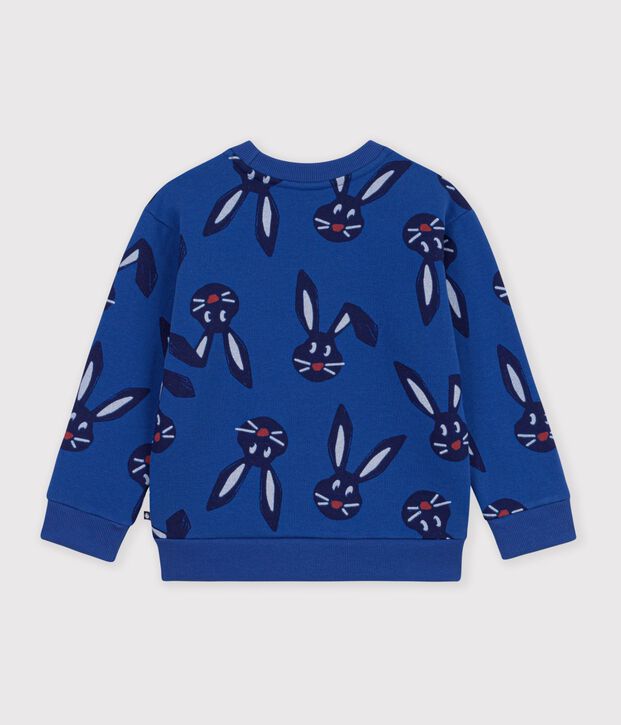 Sweatshirt enfant en coton imprim&eacute; animalier bleu/multicouleur