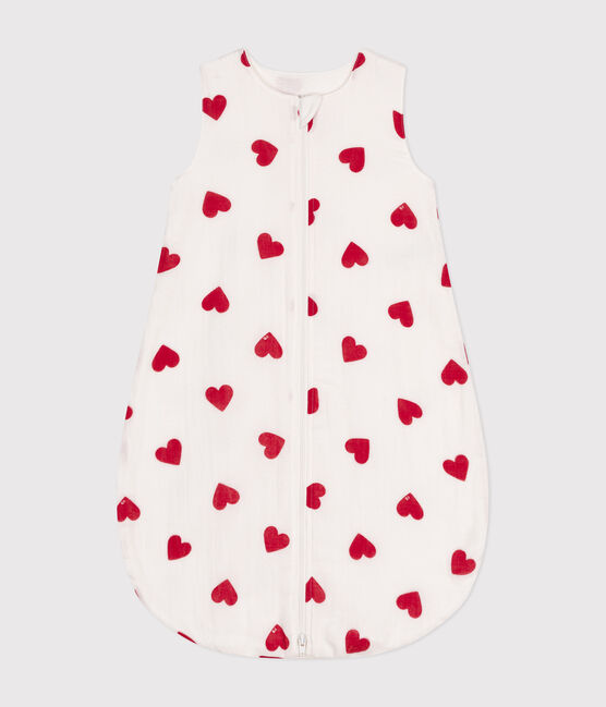 Babytrappelzakje in katoen TOG 1 wit MARSHMALLOW/rood TERKUIT
