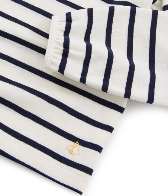 T-shirt meisjes beige COQUILLE/blauw SMOKING