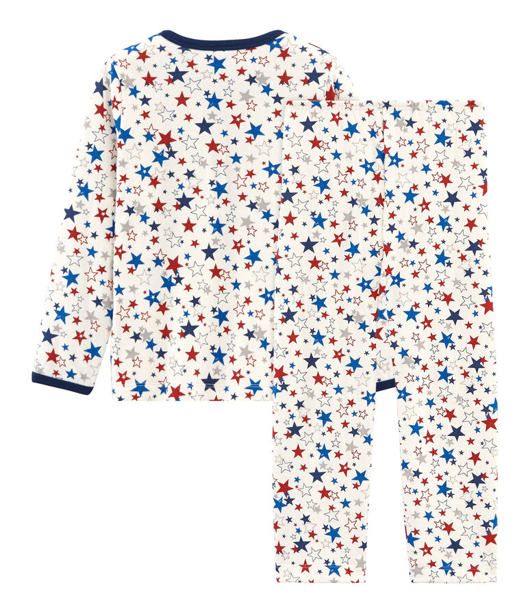 Pyjama petit gar&ccedil;on en tubique blanc MARSHMALLOW/blanc MULTICO