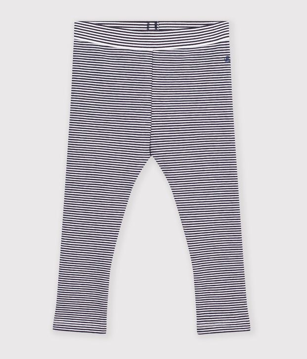 Katoenen babylegging met streepjes blauw/wit