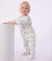 Katoenen babypyjama met rits en savanaprint wit MARSHMALLOW/wit MULTICO