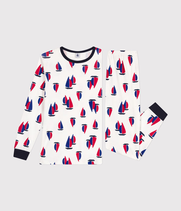 Pyjama en coton imprim&eacute; &agrave; motif bateaux junior blanc/multicouleur