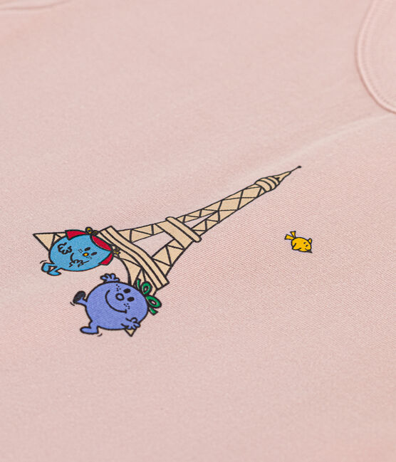 Katoenen T-shirt met Monsieur Madame-motief voor baby's roze SALINE