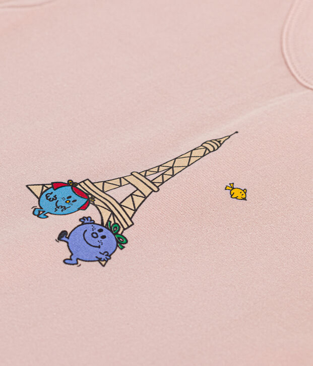 Katoenen T-shirt met Monsieur Madame-motief voor baby's roze