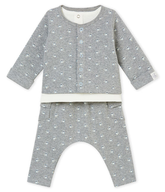 Ensemble trois pièces imprimé bébé garçon gris SUBWAY/blanc MULTICO