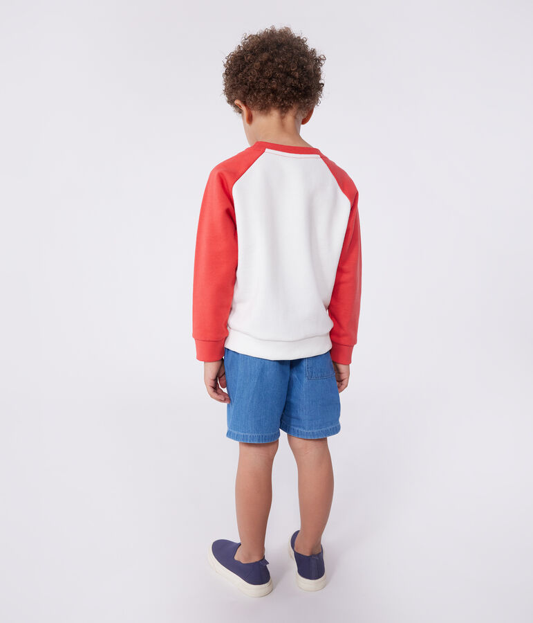 Sweatshirt enfant en coton imprim&eacute; blanc/rouge