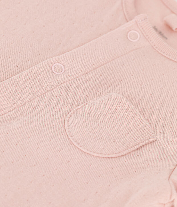 Combinaison longue unie en tubique bio b&eacute;b&eacute; rose