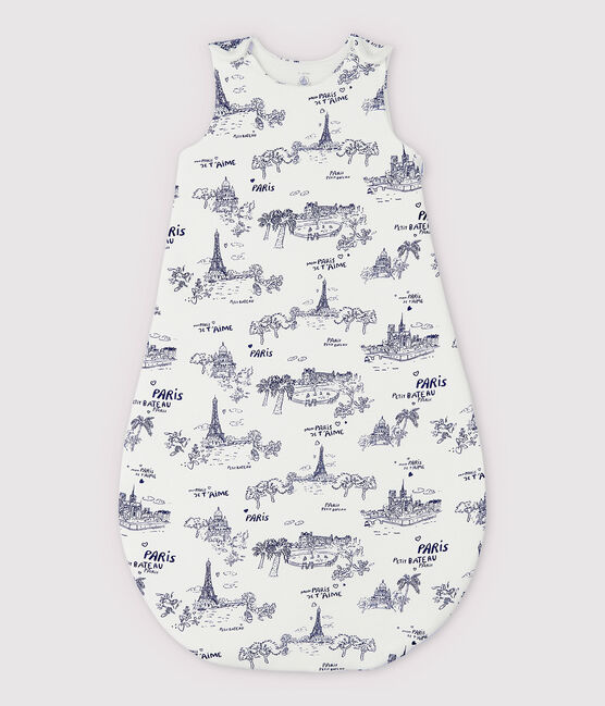 Toile de Jouy Paris slaapzak voor baby's van ribstof wit MARSHMALLOW/blauw MEDIEVAL