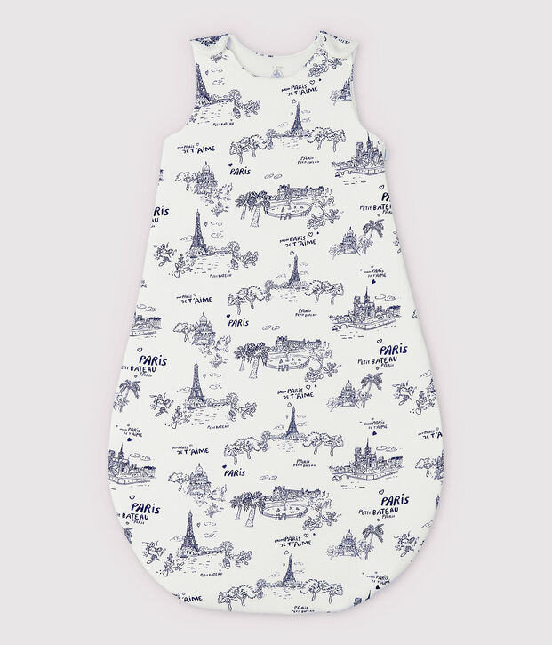 Gigoteuse toile de Jouy Paris b&eacute;b&eacute; en c&ocirc;te blanc/bleu