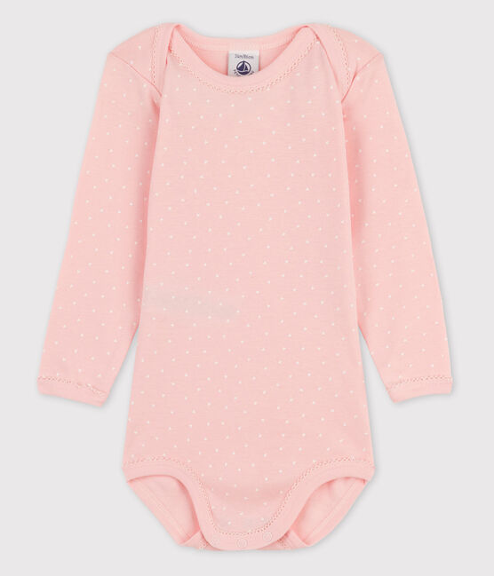 Body manches longues bébé fille rose MINOIS/blanc MARSHMALLOW