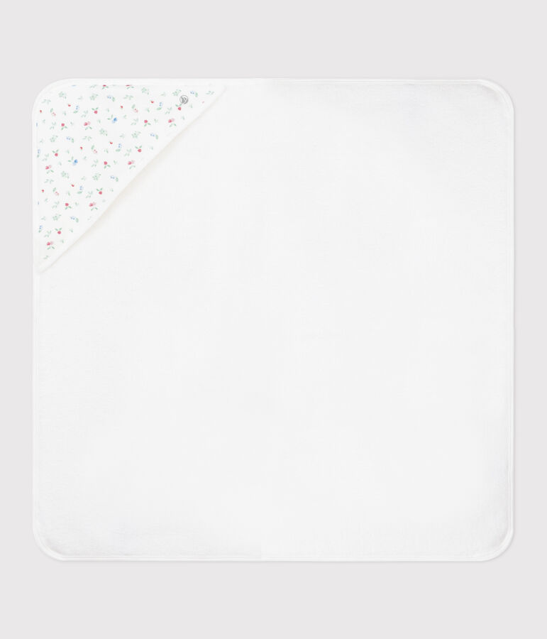 Carr&eacute; de bain b&eacute;b&eacute; en coton blanc/multicouleur