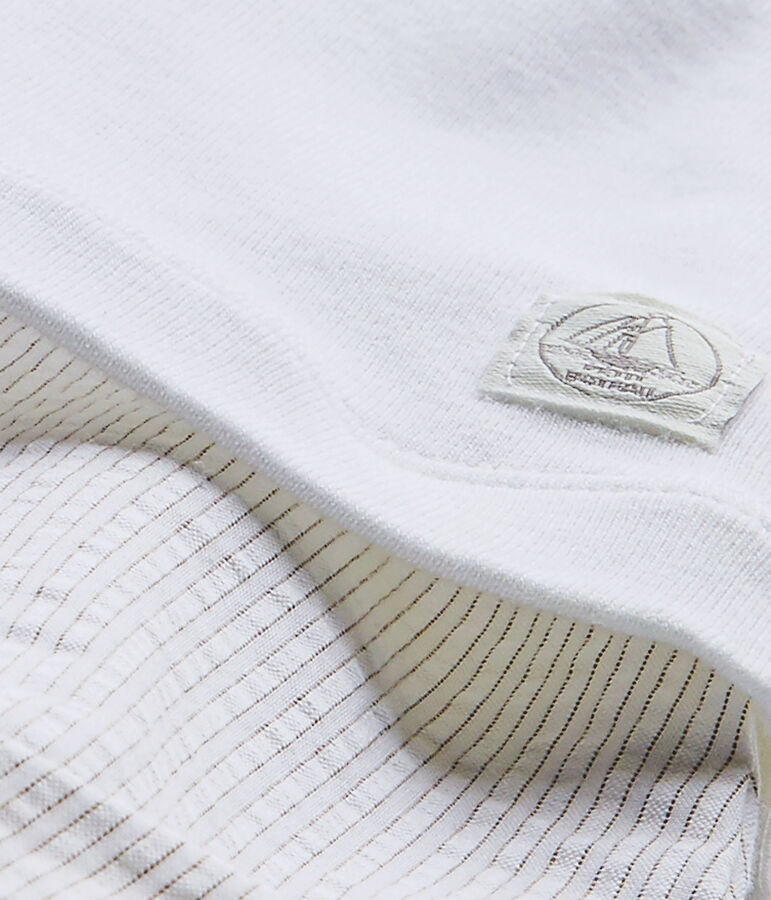 Kort babypakje uit twee stoffen voor babyjongens wit/beige