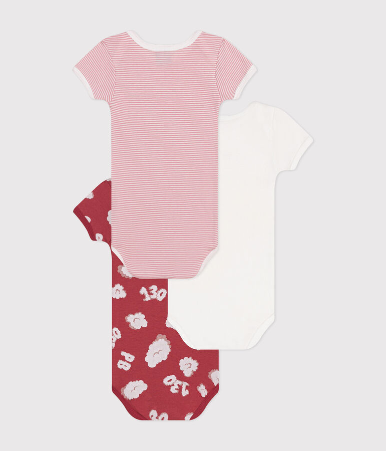 Lot de 3 bodies manches courtes en coton multicouleur