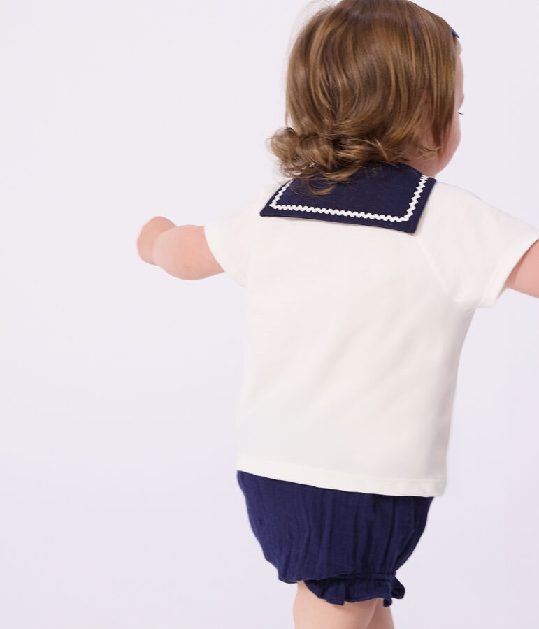 Tweedelig katoenen babysetje met T-shirt met matrozenkraag multicouleur