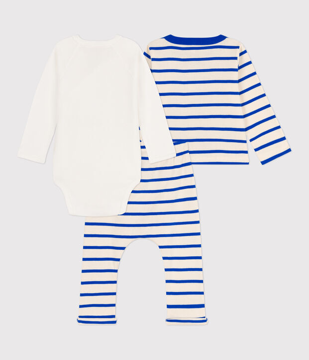 Setje met marinestrepen uit katoen voor baby's ecru/blauw