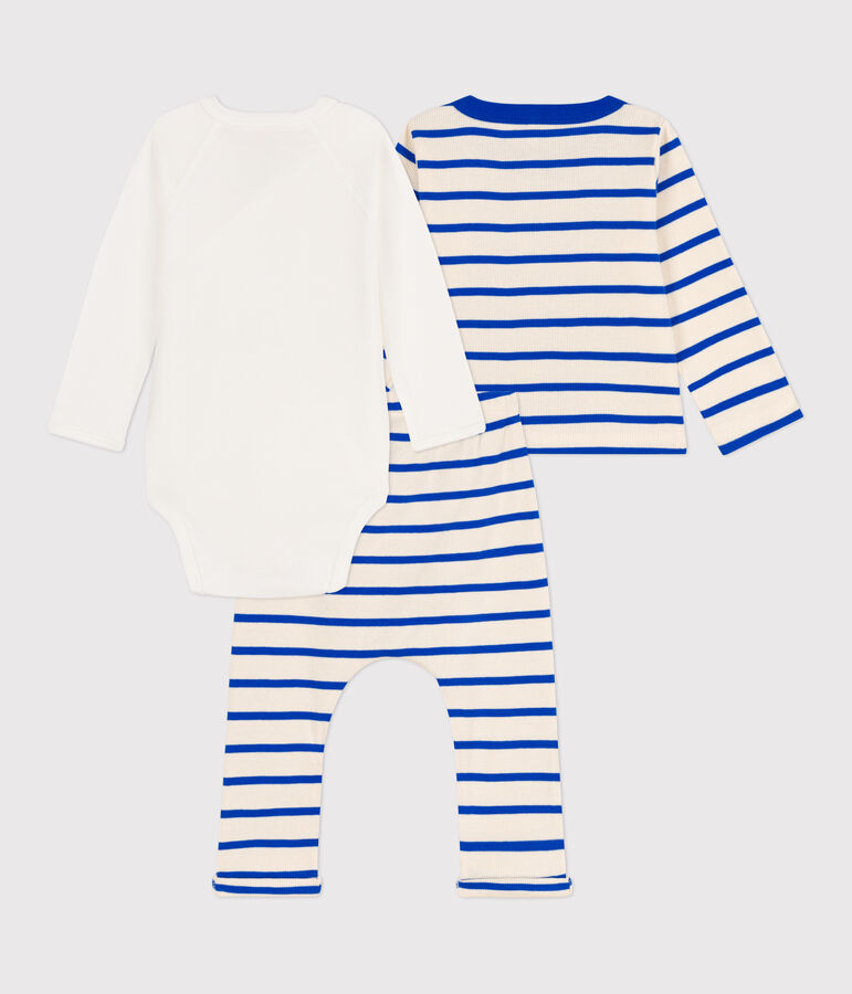 Ensemble &agrave; rayure marini&egrave;re en coton b&eacute;b&eacute; &eacute;cru/bleu